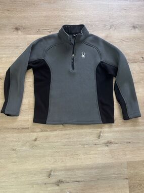 Men’s Large Spyder Gray and Black Quarter-Zip Fleece Pullover